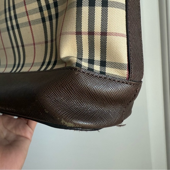 BURBERRY Nova Check Tote Bag Canvas Leather - Picture 4 of 13
